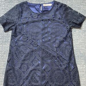 Navy Lace Short Sleeve mini dress
